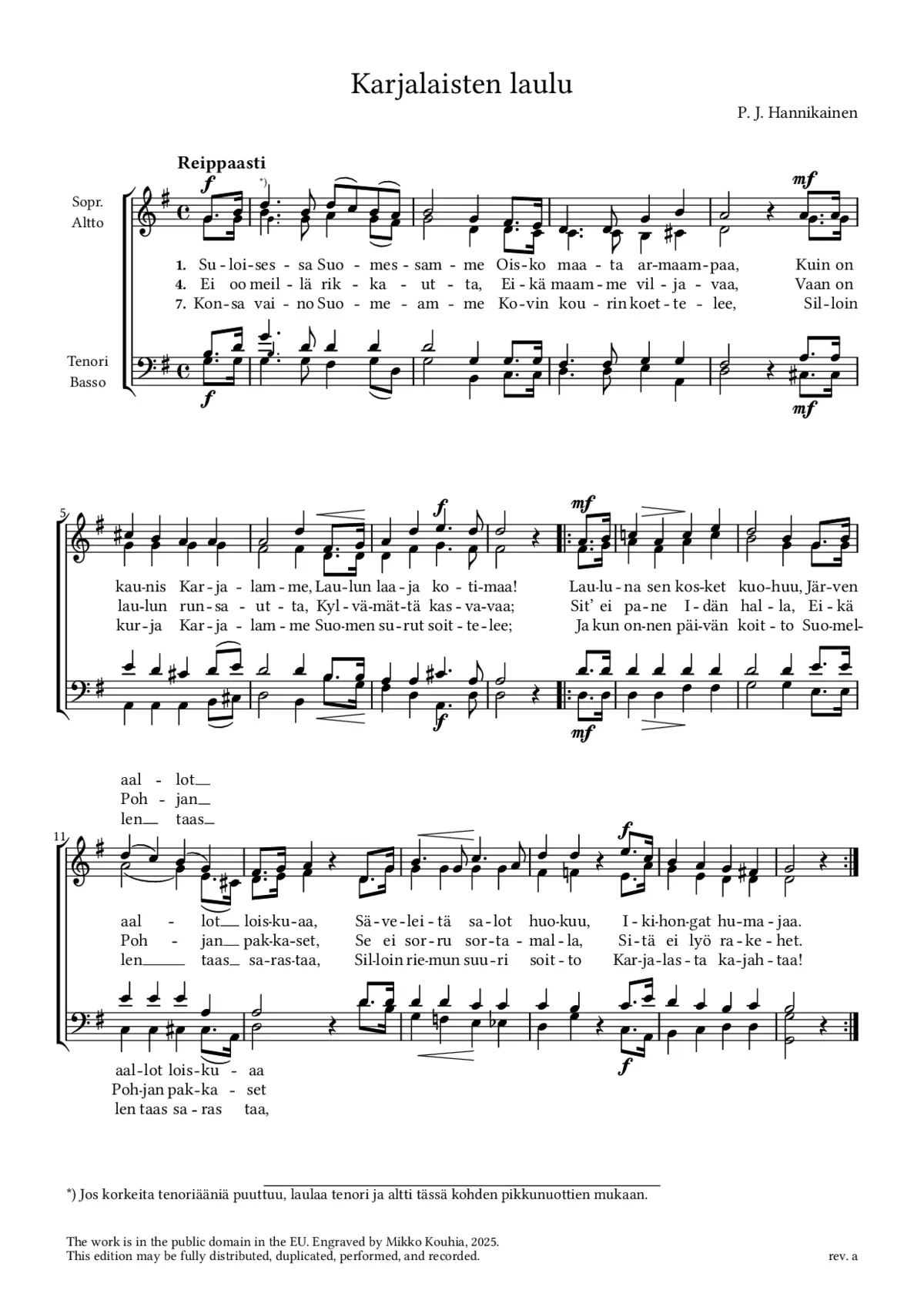 Karjalaisten laulu - Page 1