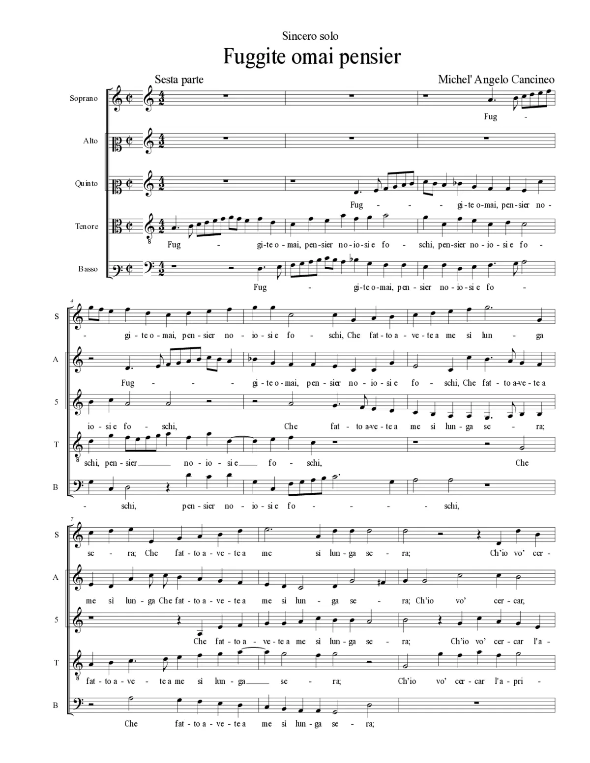 Fuggite omai pensier - Page 1