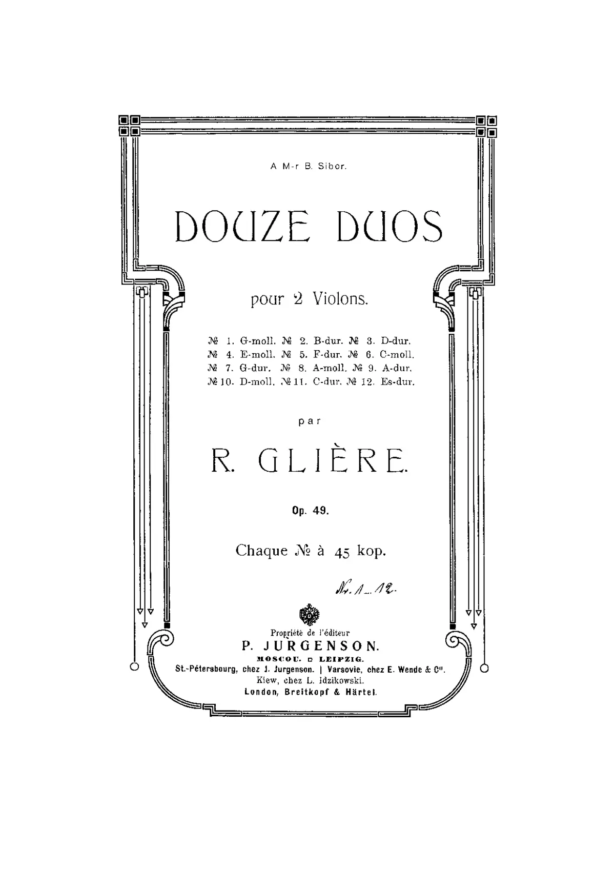 Douze Duos pour 2 Violons - Page 1