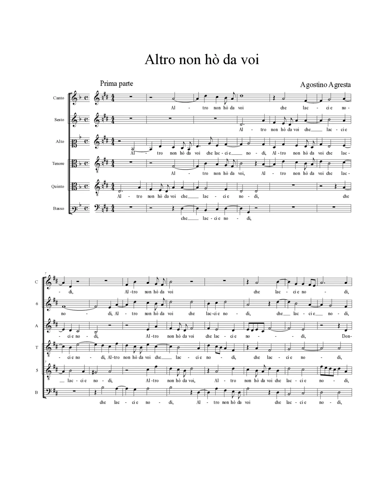 Altro non hò da voi - Page 1