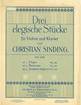 3 Elegische Stücke