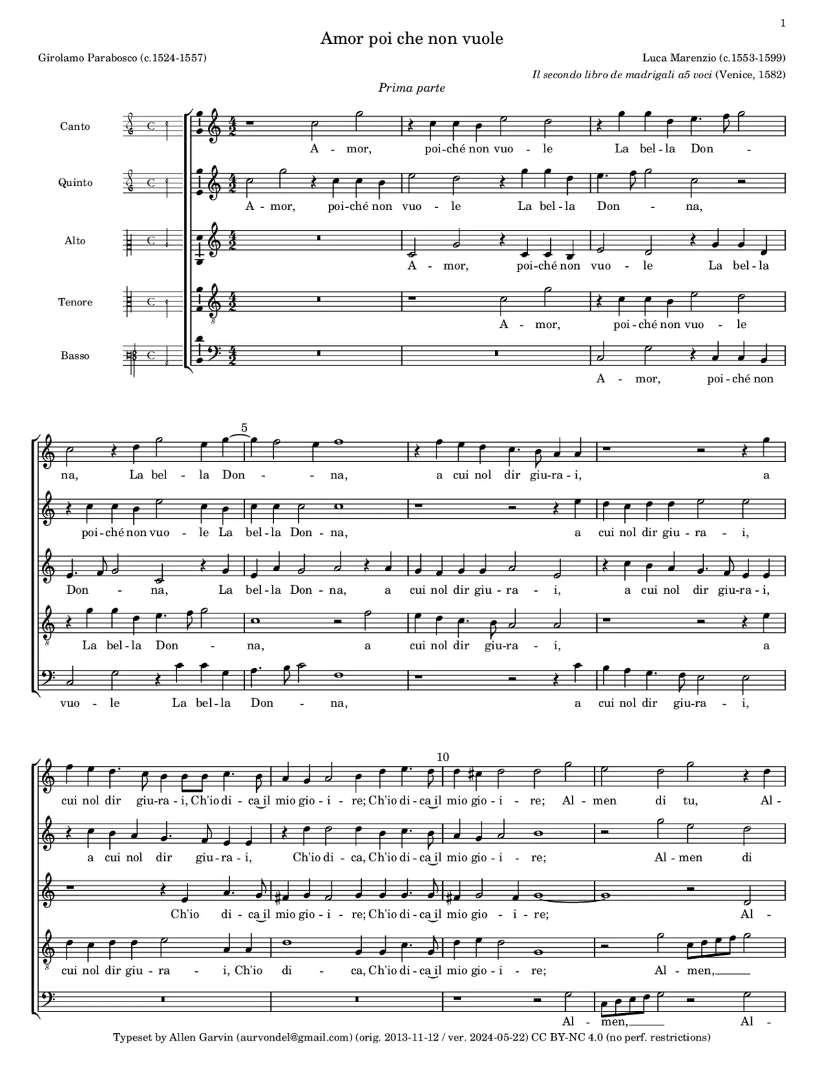 Amor poi che non vuole - Page 1