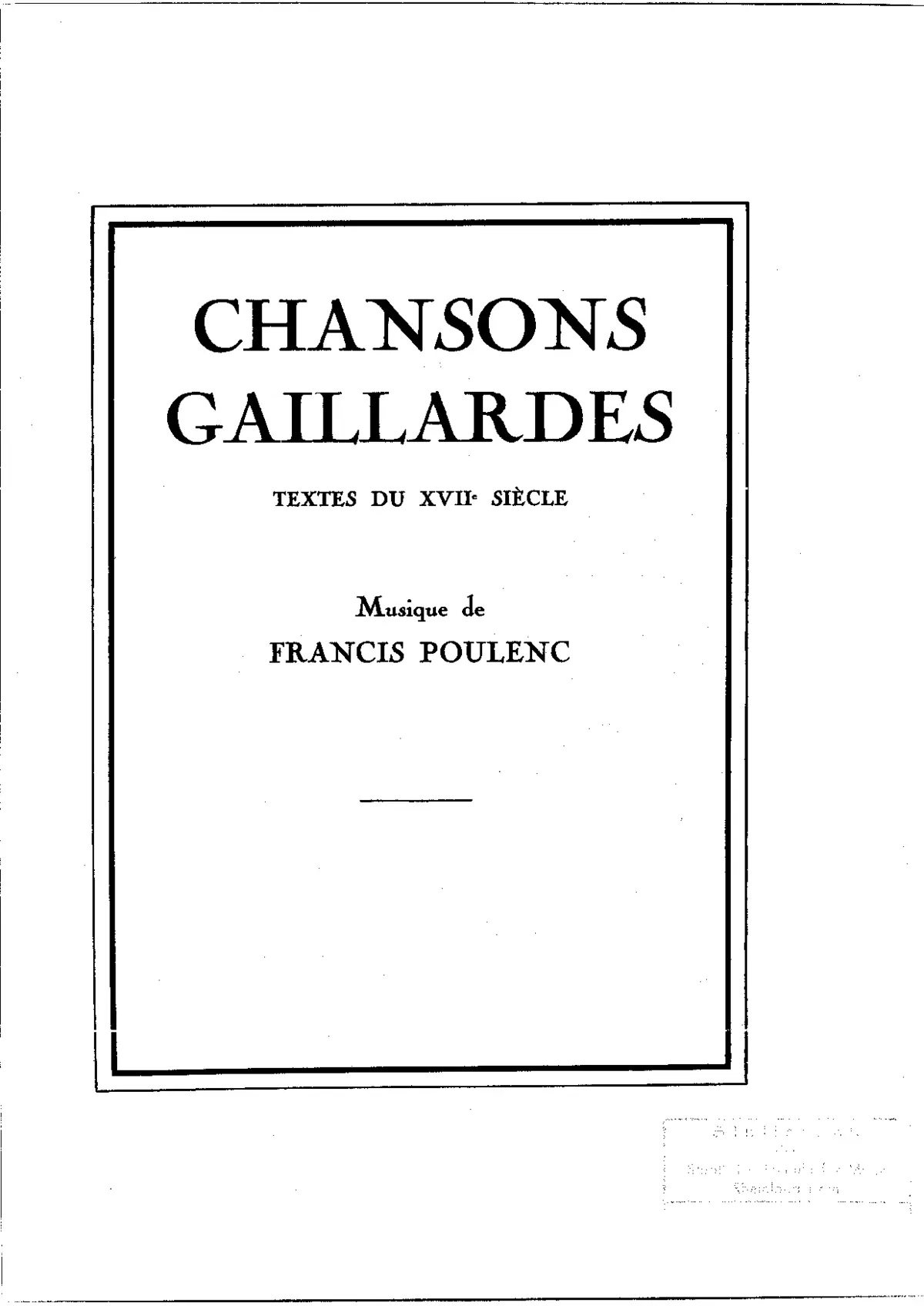 Huit Chansons gaillardes - Page 1