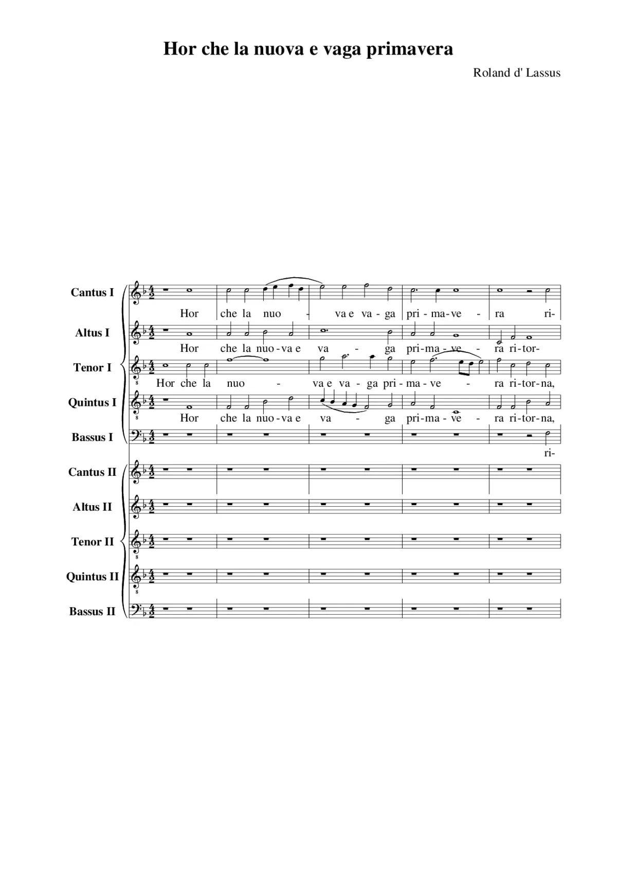 Hor che la nuova e vaga primavera - Page 1