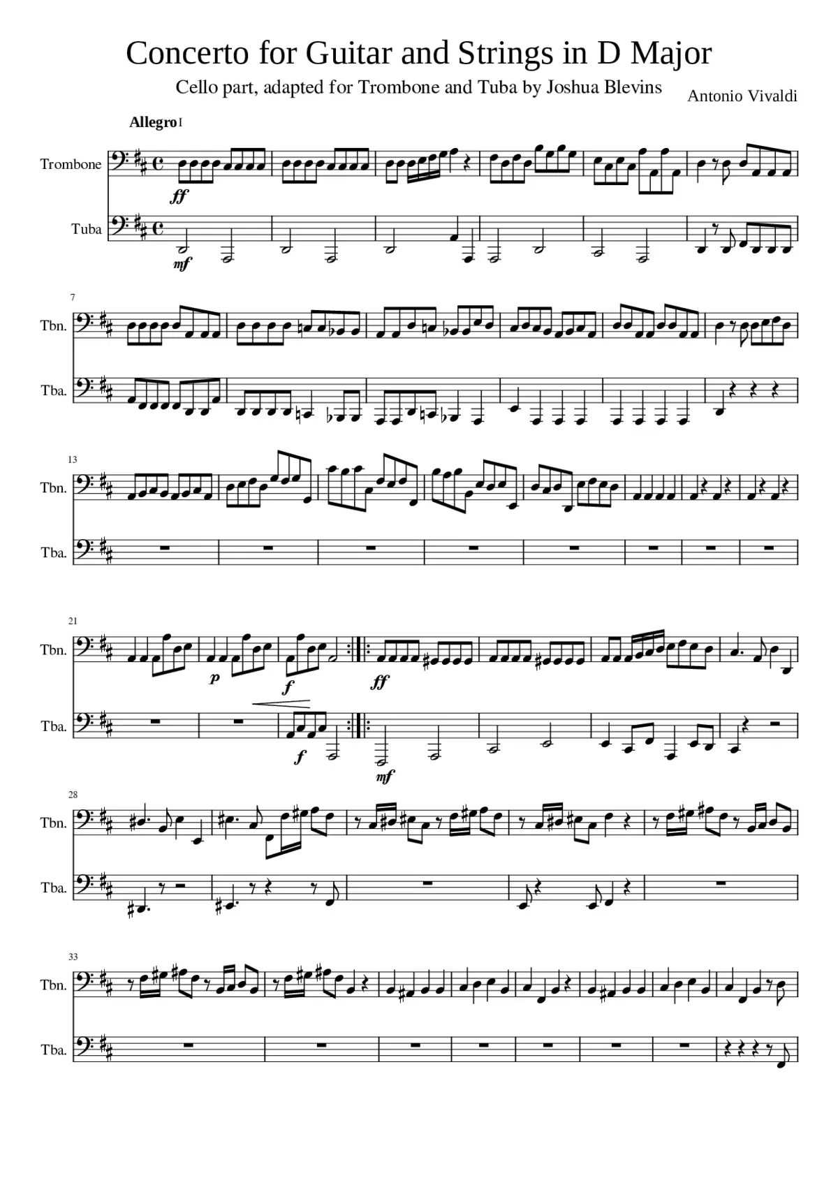 Concerto for Guitar and Strings in D Major - Page 1