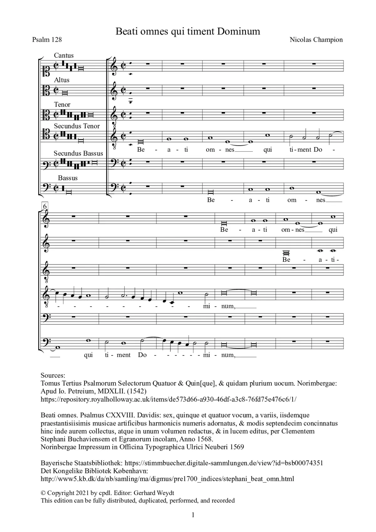 Beati omnes qui timent Dominum - Page 1