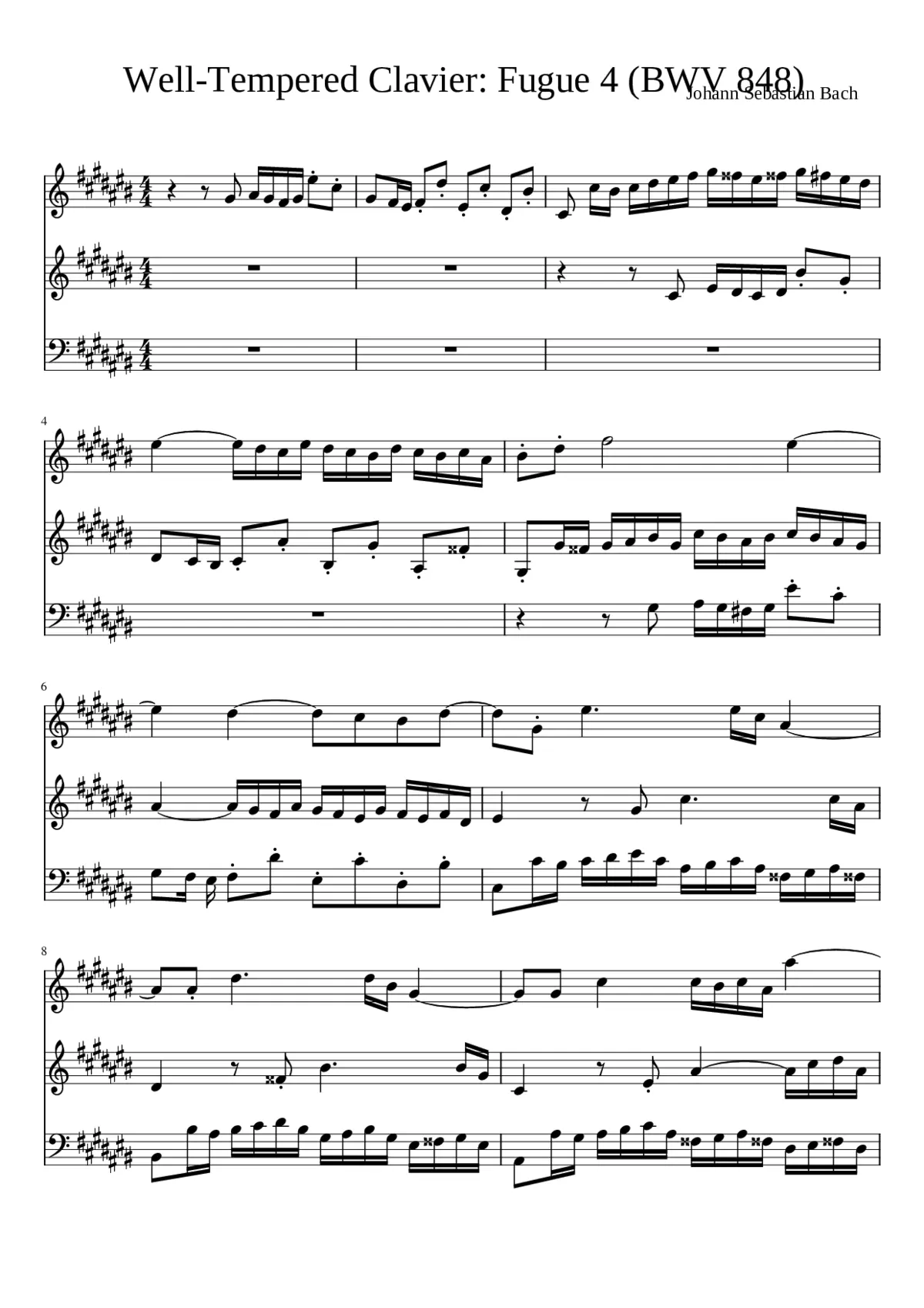 Prelude and Fugue in C-sharp major BWV 848 - Page 1