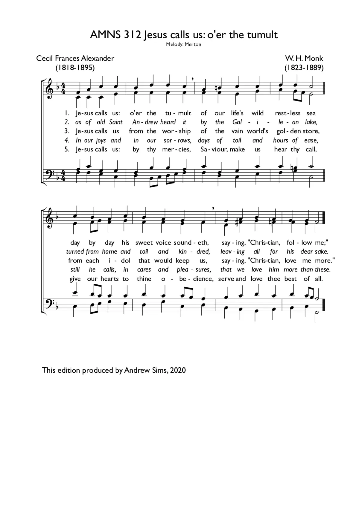 Jesus calls us, o'er the tumult - Page 1