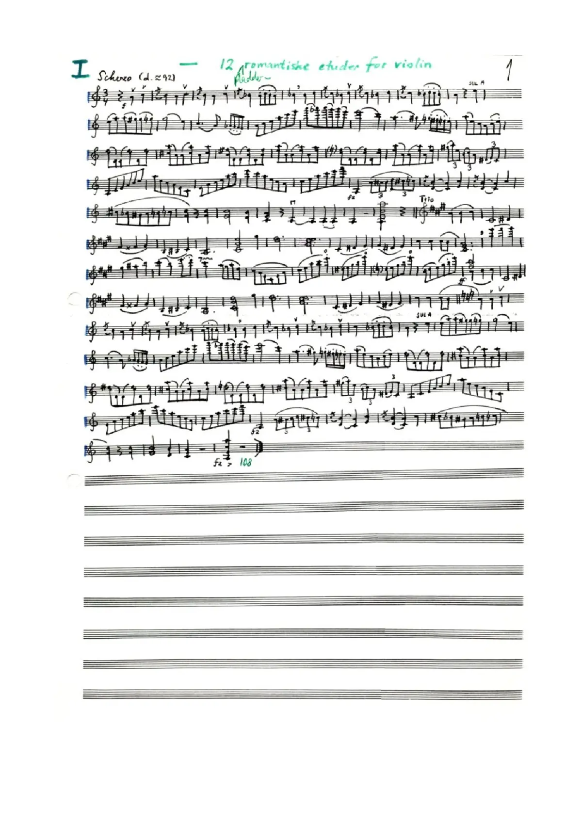 Etuder in Romantic Style for Violin Solo - Page 1