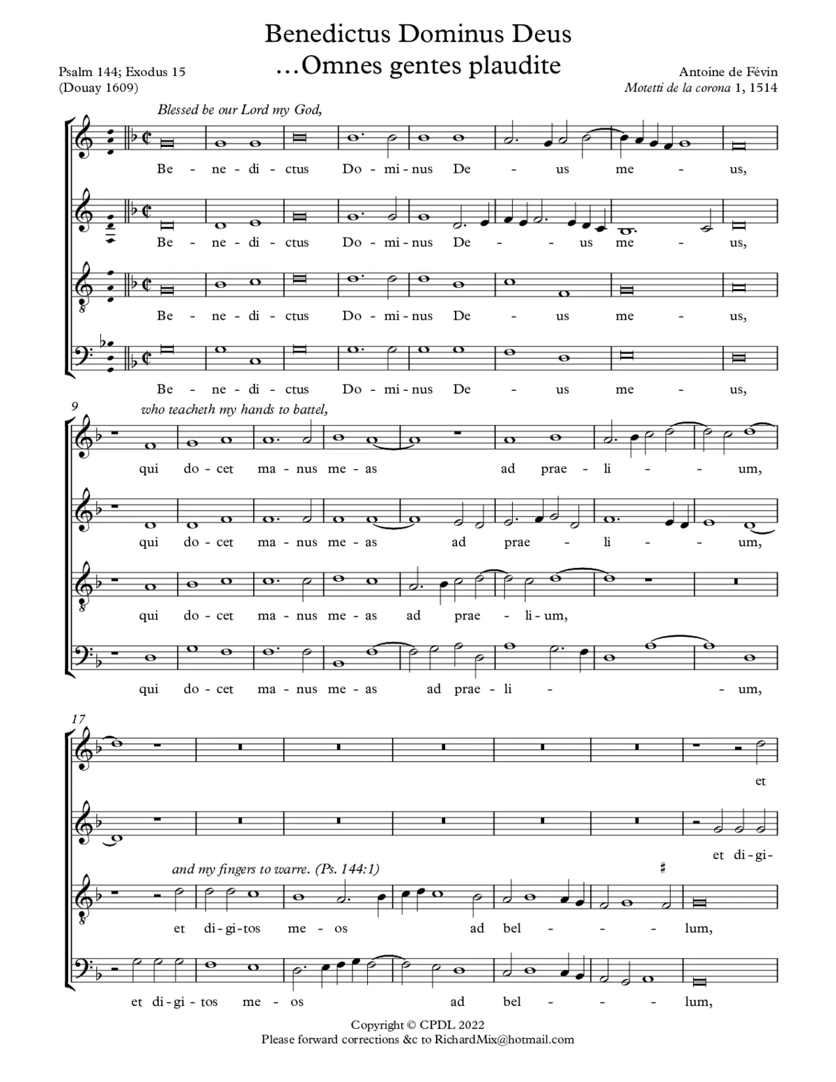 Benedictus Dominus Deus - Omnes gentes - Page 1