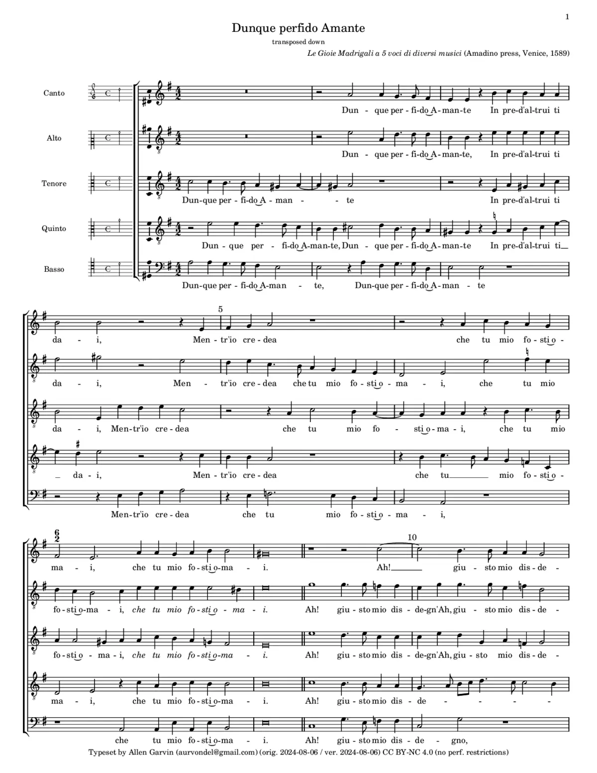Dunque perfido Amante - Page 1