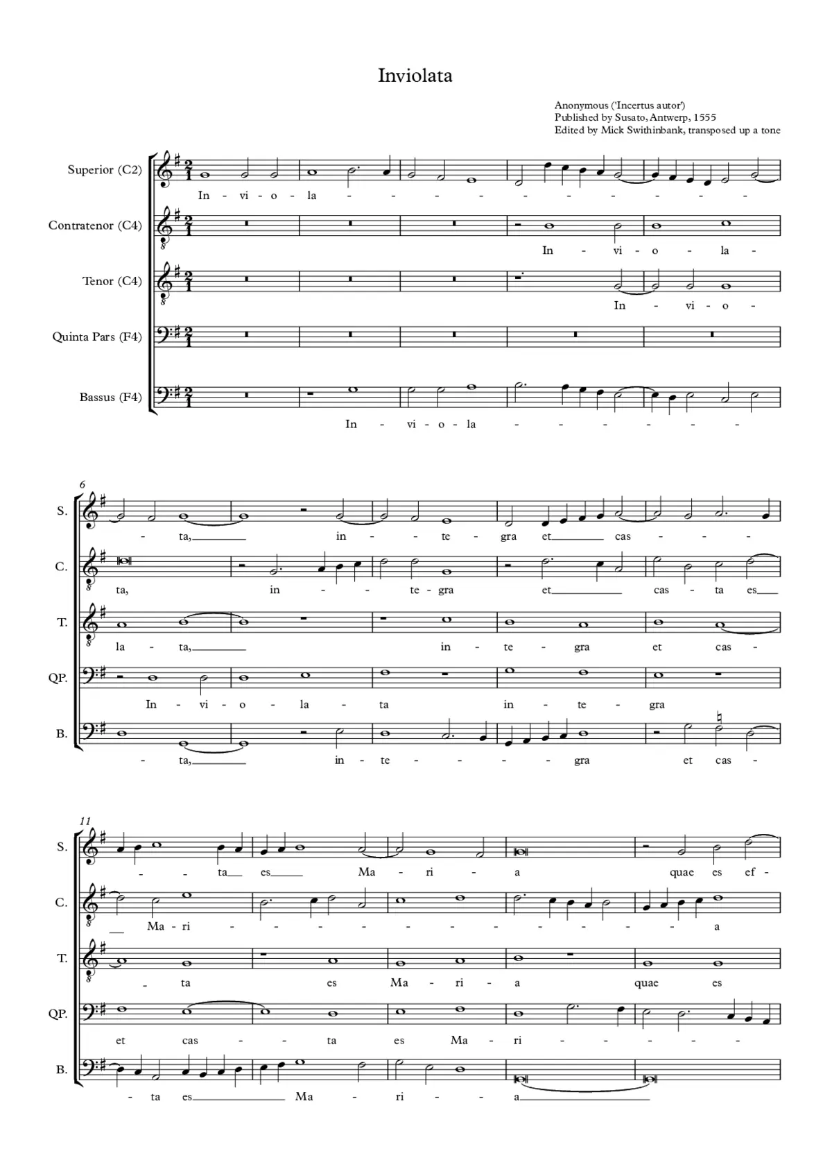 Inviolata (Susato Liber 11) - Page 1