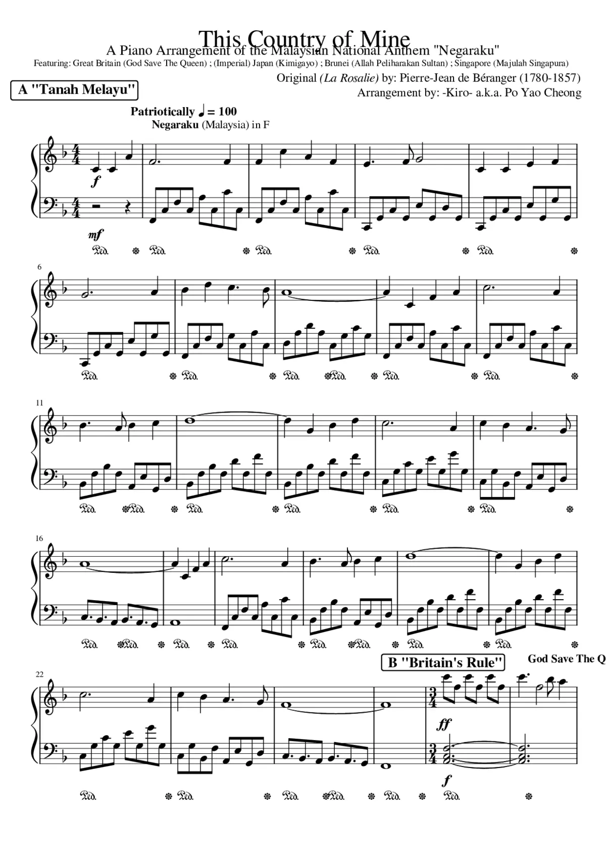 negaraku - malaysia national anthem - Page 1