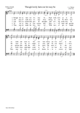 Though lowly here our lot may be