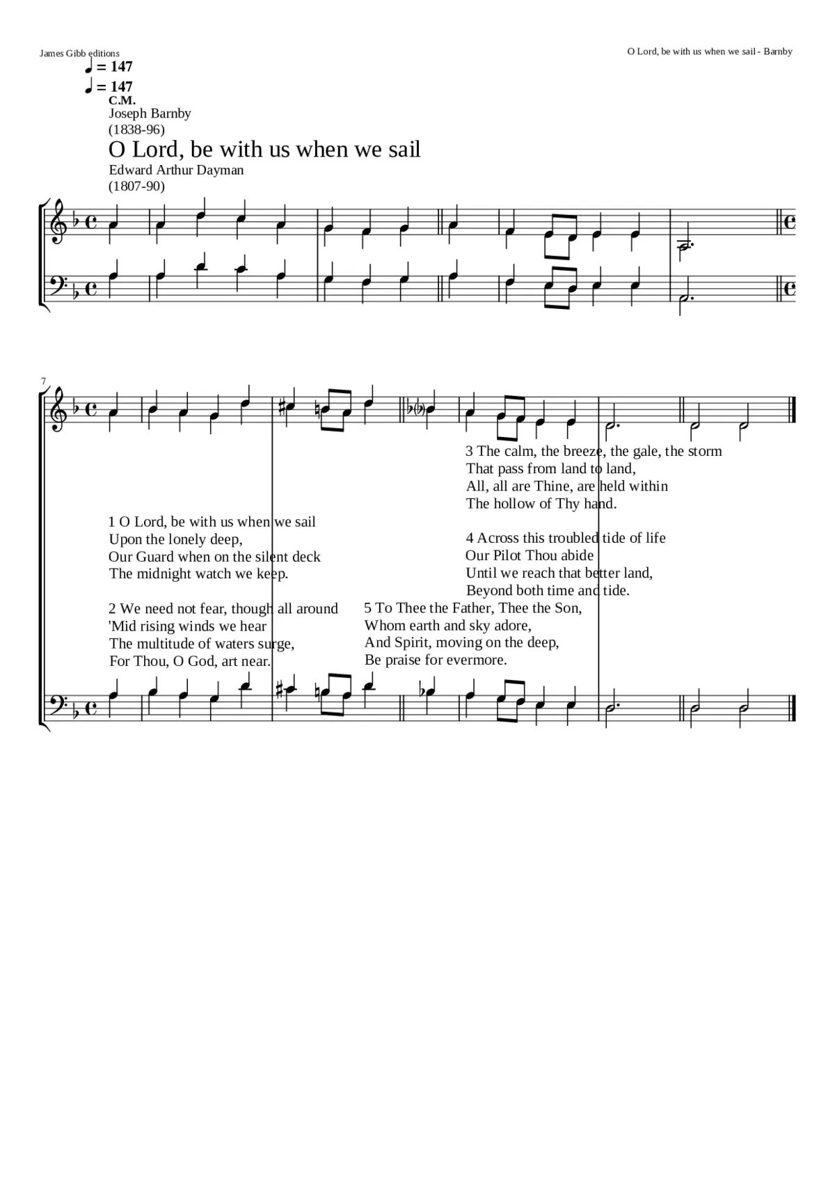 O Lord be with us when we sail - Page 1