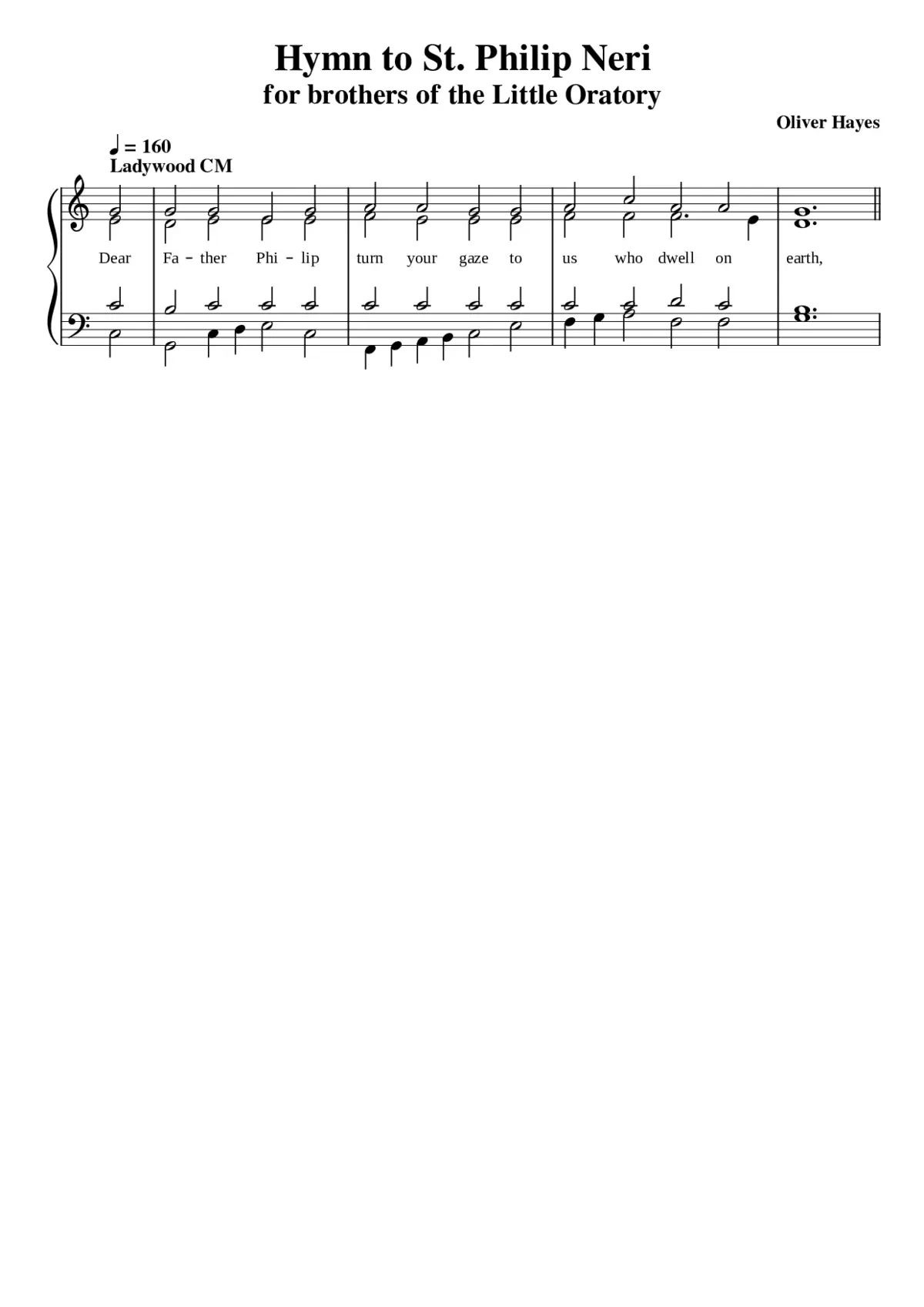 Dear Father Philip (hymn tune Ladywood CM) - Page 1