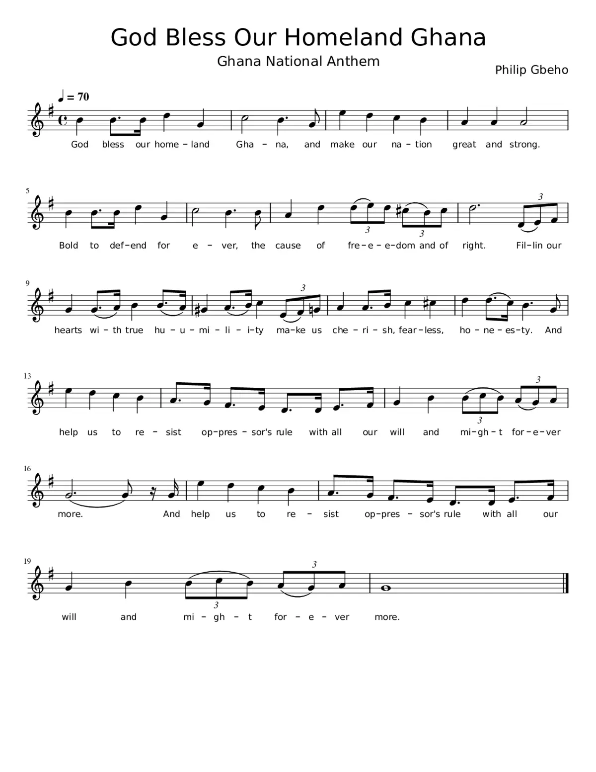 God Bless Our Homeland Ghana (National Anthem of Ghana) - Page 1