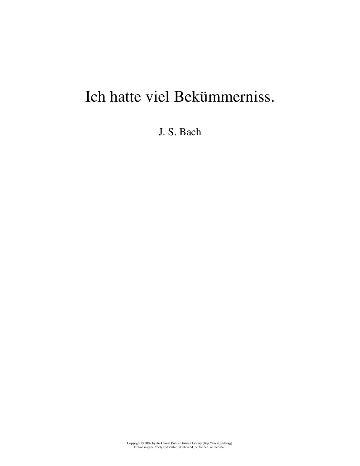 Ich hatte viel Bekümmernis, BWV 21 - Page 1