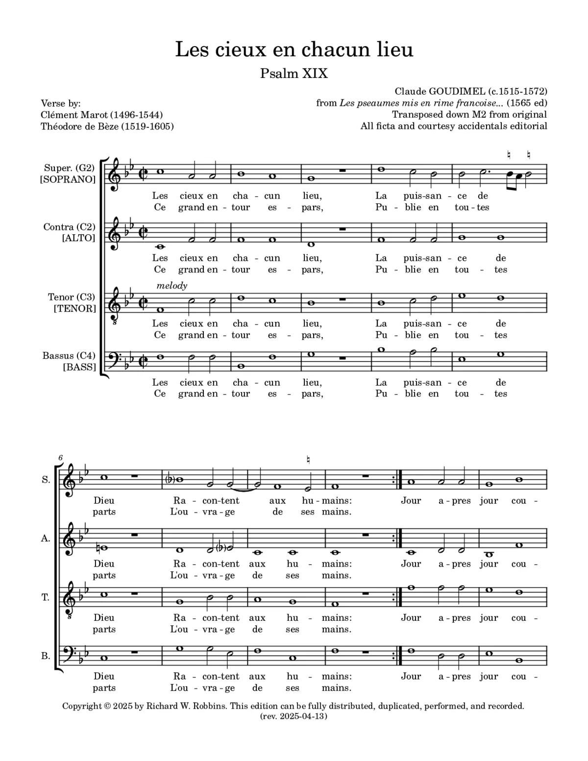 Les cieux en chacun lieu (Psalm 19) - Page 1