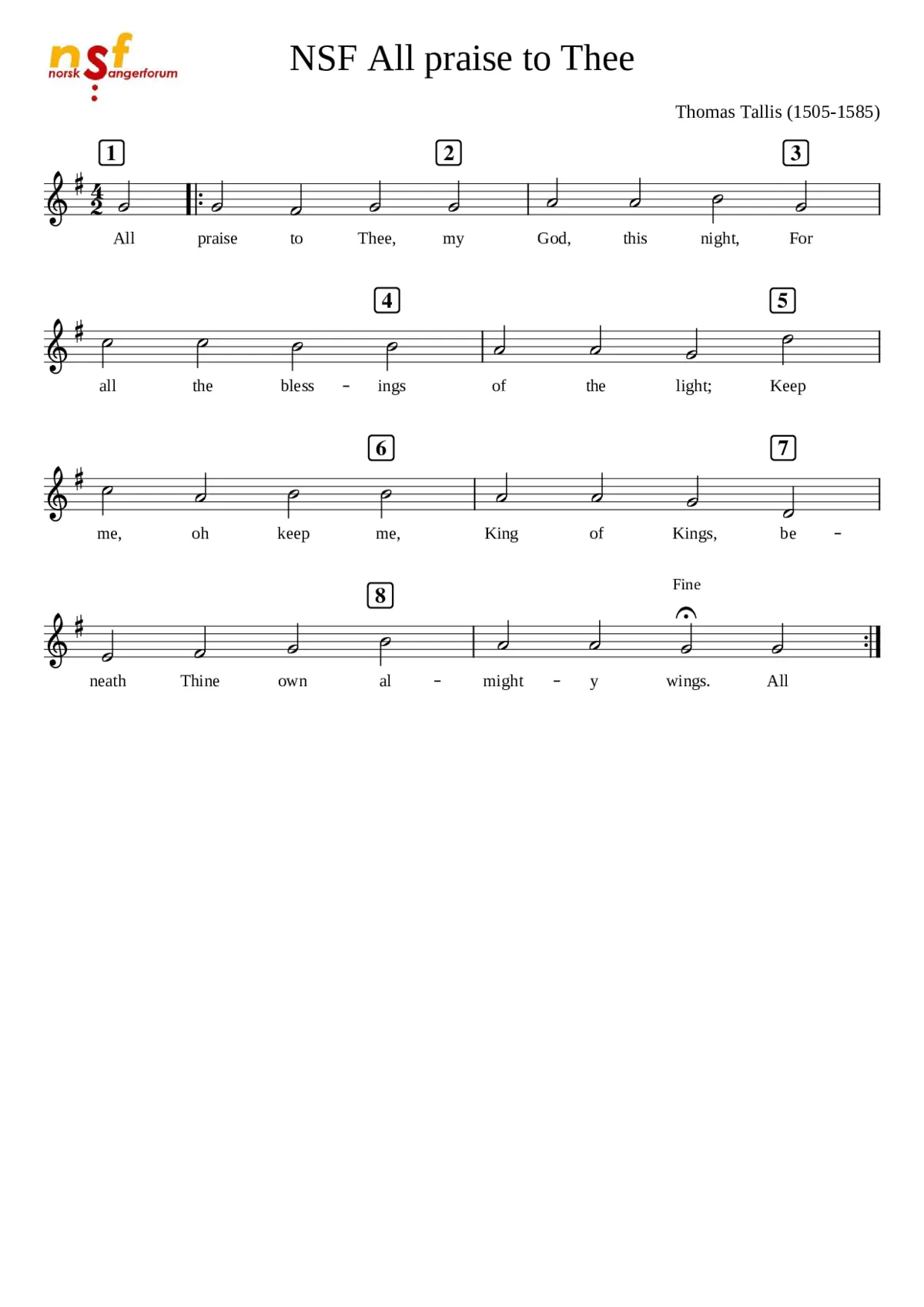 All praise to thee (Tallis' canon) - Page 1