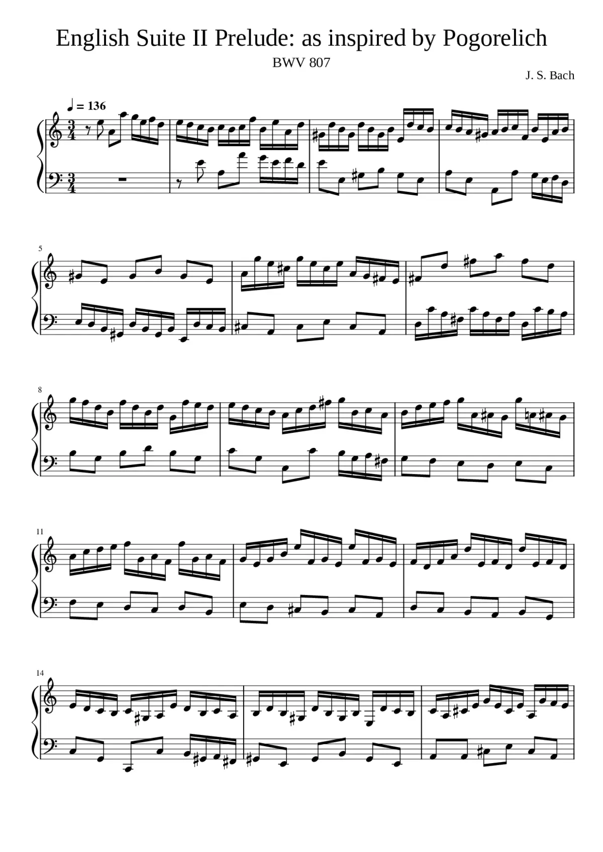 English Suite No.2 in A minor BWV 807 - Page 1