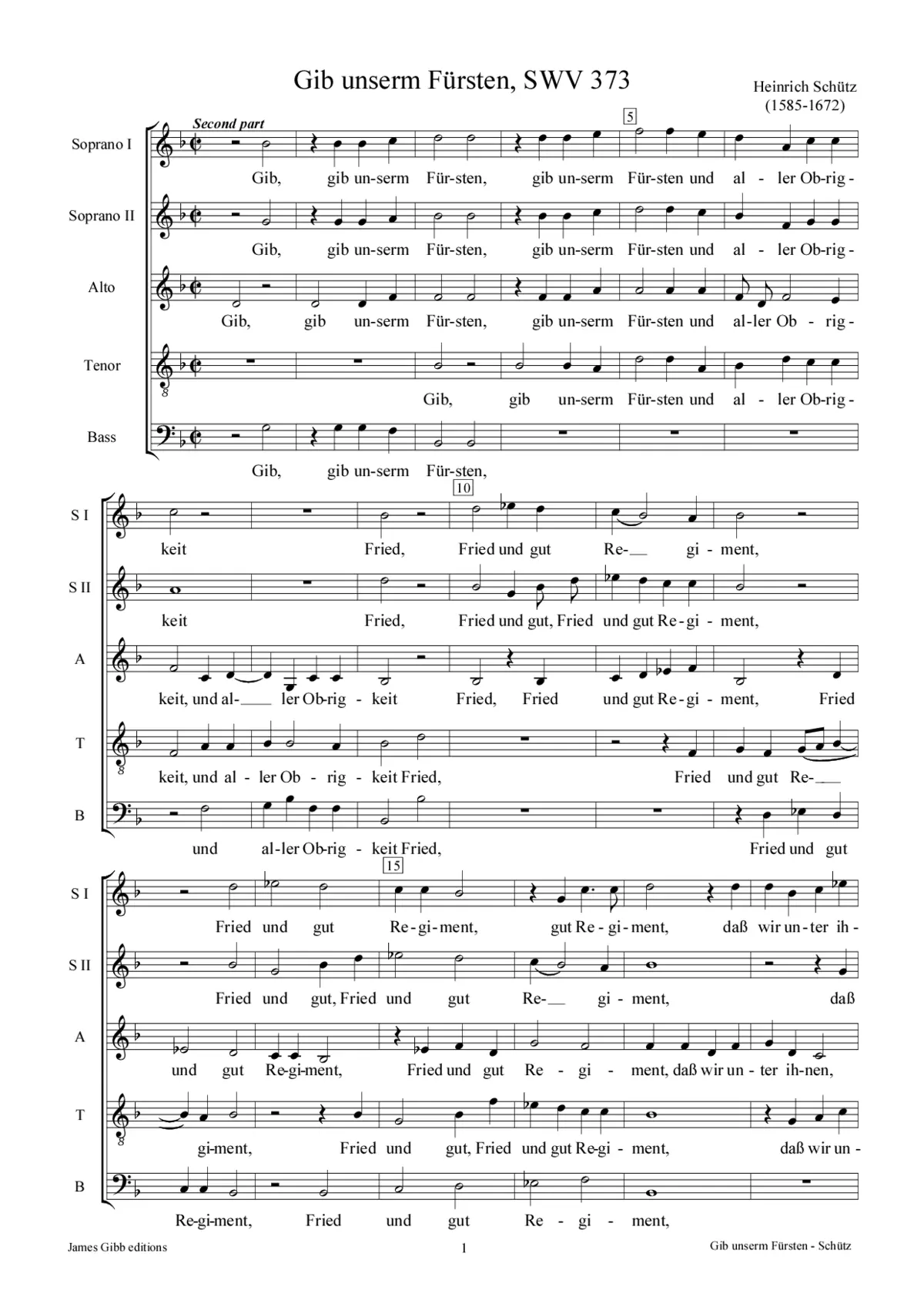 Gib unsern Fürsten, SWV 373 - Page 1