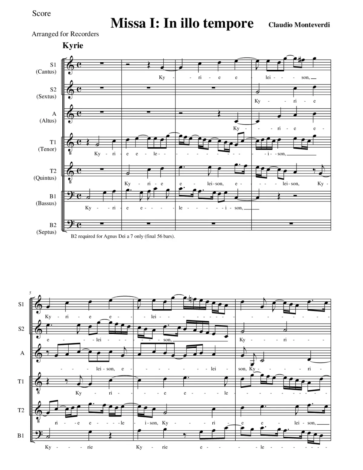 Missa da Capella a sei voci fatta sopra il motetto In illo tempore del Gomberti - Page 1