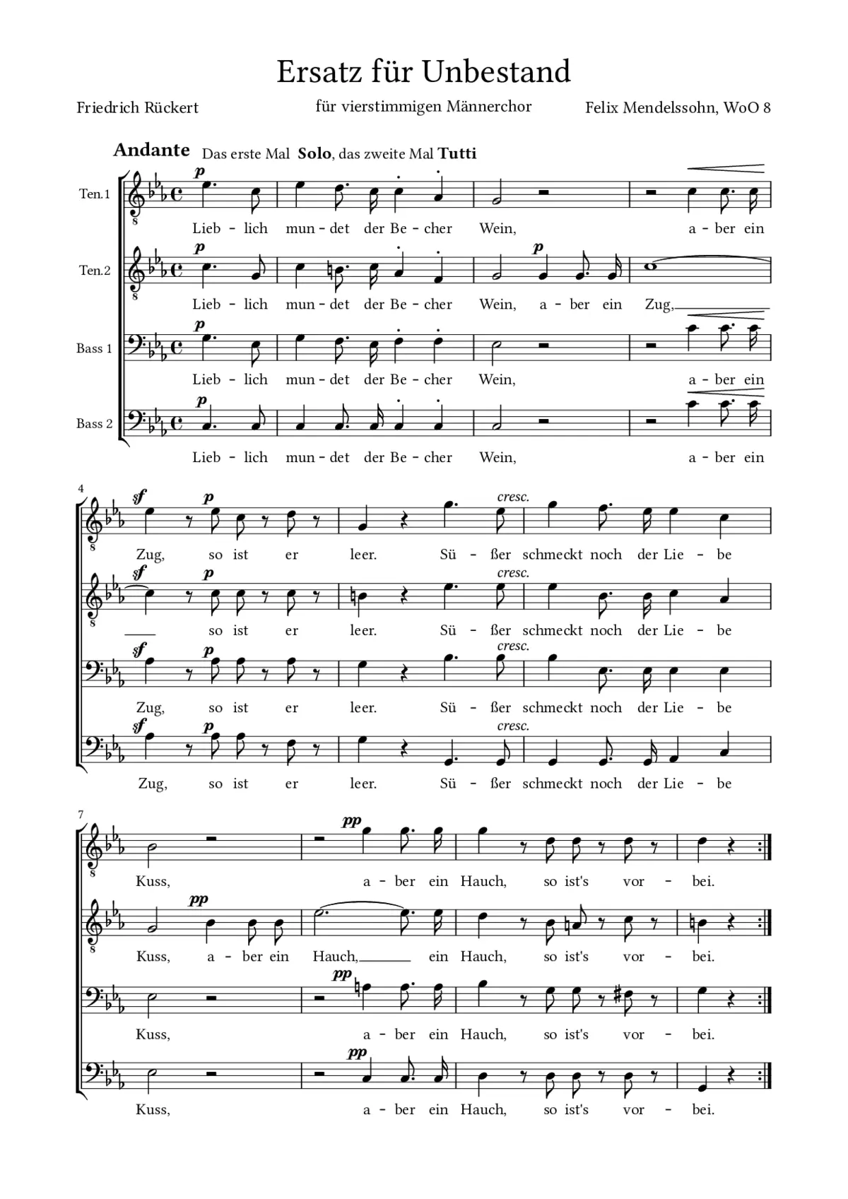 Ersatz für Unbestand, WoO 8 - Page 1