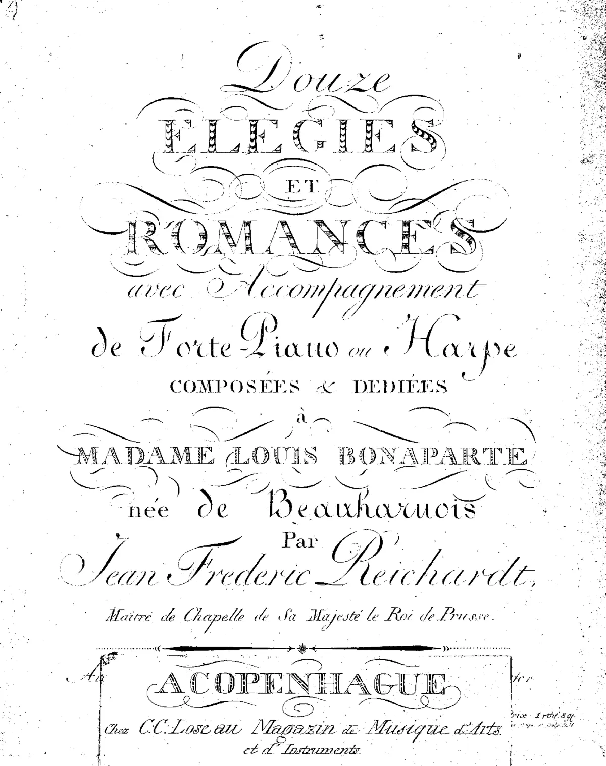 12 Élégies et Romances avec Accompagnement de Forte-Piano ou Harpe - Page 1