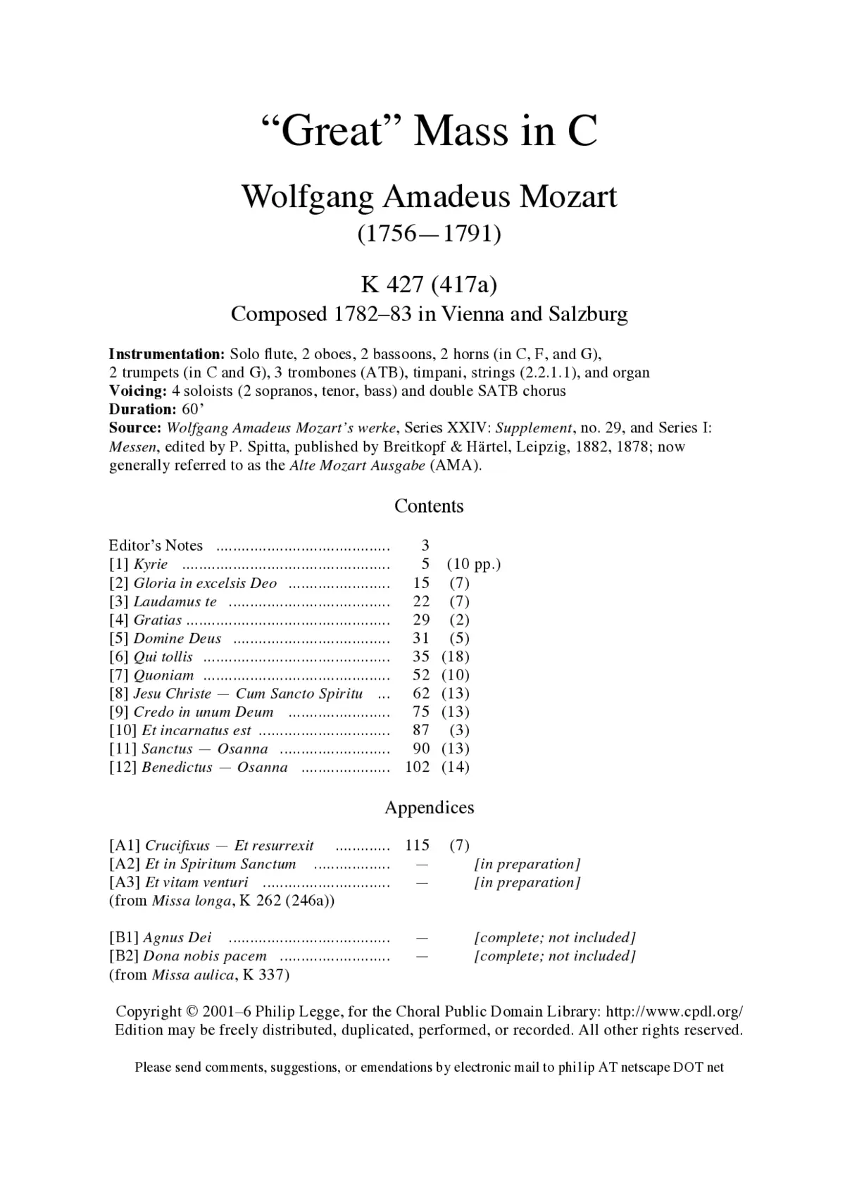 Great Mass in C minor, KV 427 - Page 1