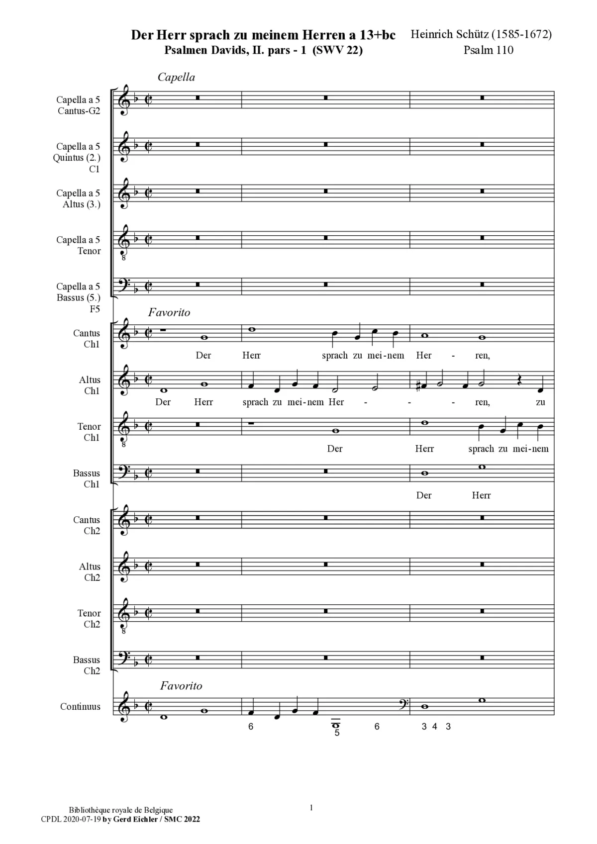 Der Herr sprach zu meinem Herren (Psalm 110), SWV 22 - Page 1