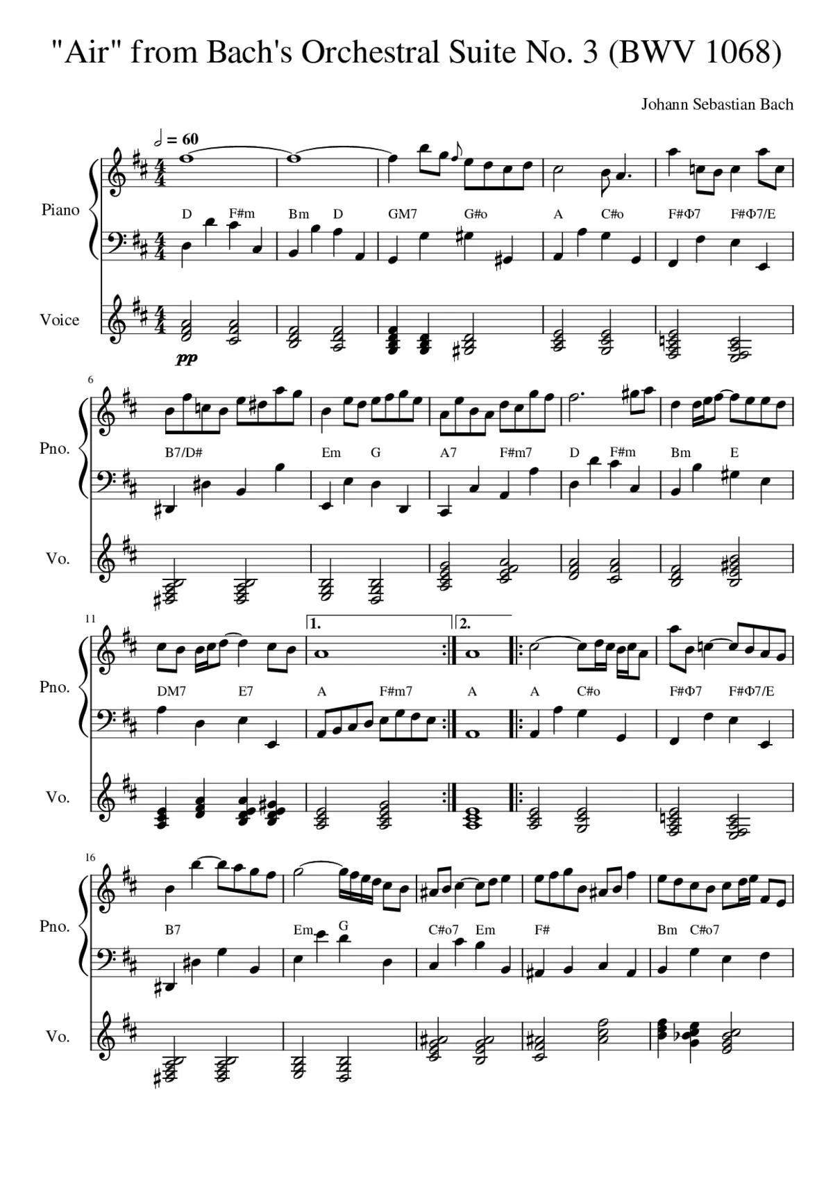 Air 'on the G string' Orchestral Suite No. 3 in D major BWV 1068 - Page 1