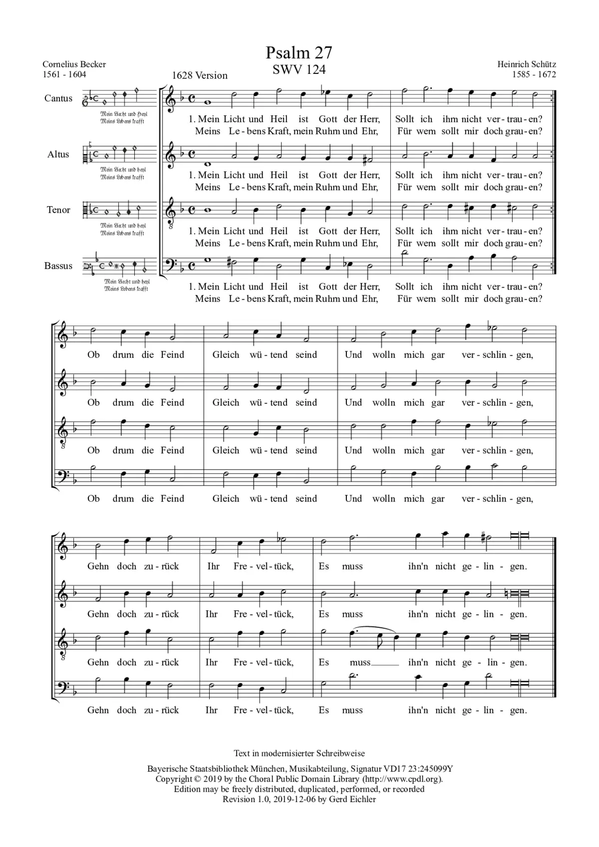 Mein Licht und Heil ist Gott der Herr, SWV 124 - Page 1
