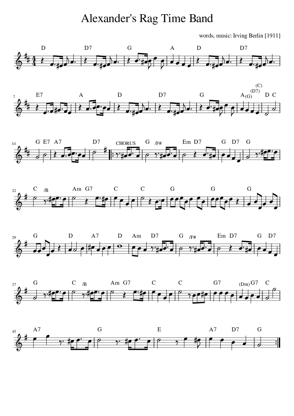 Alexander's Rag Time Band - Page 1