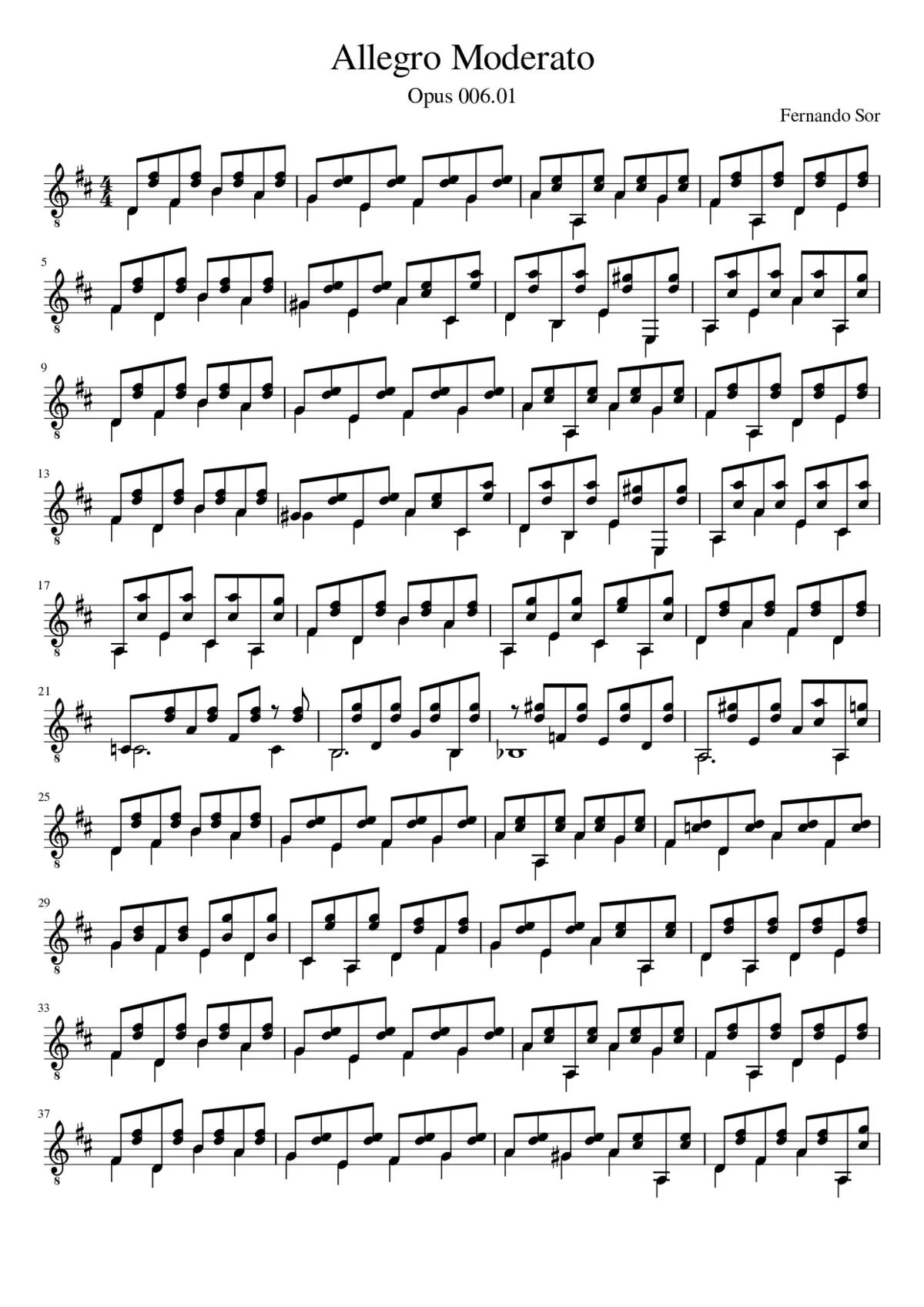 Fernando Sor - Opus 6.01 - Allegro Moderato - Page 1