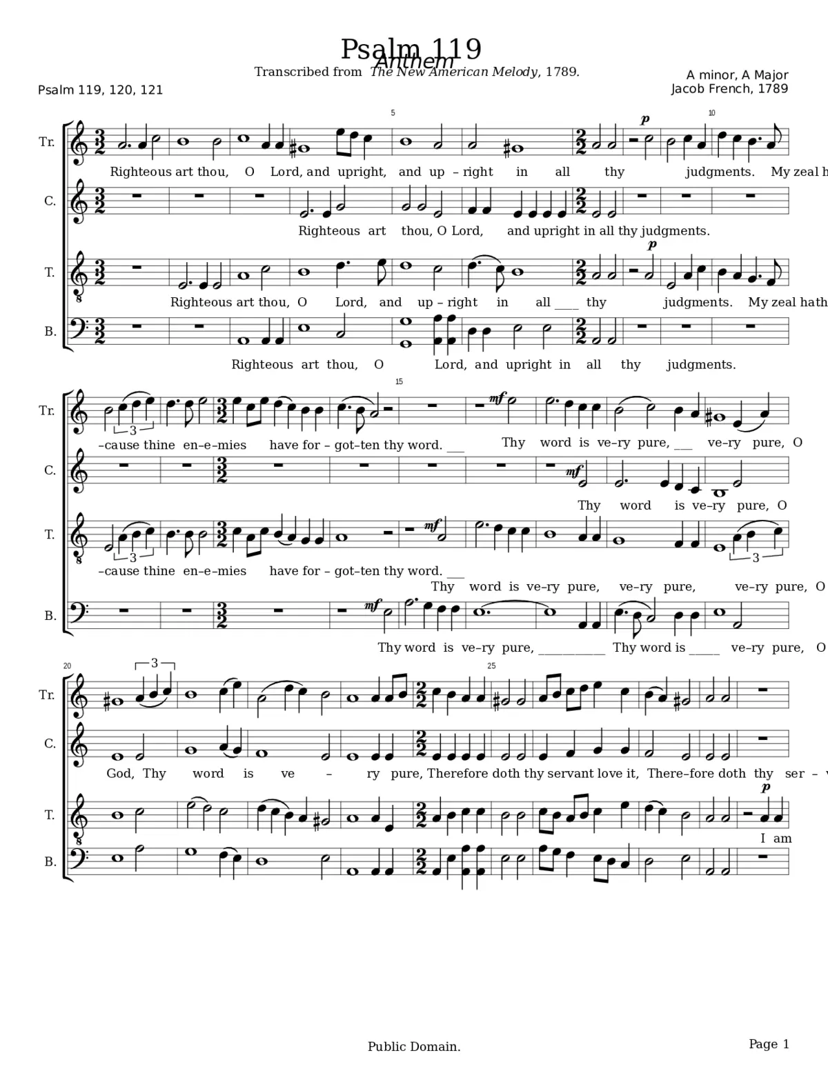 Righteous art thou O Lord - Jacob French - Page 1