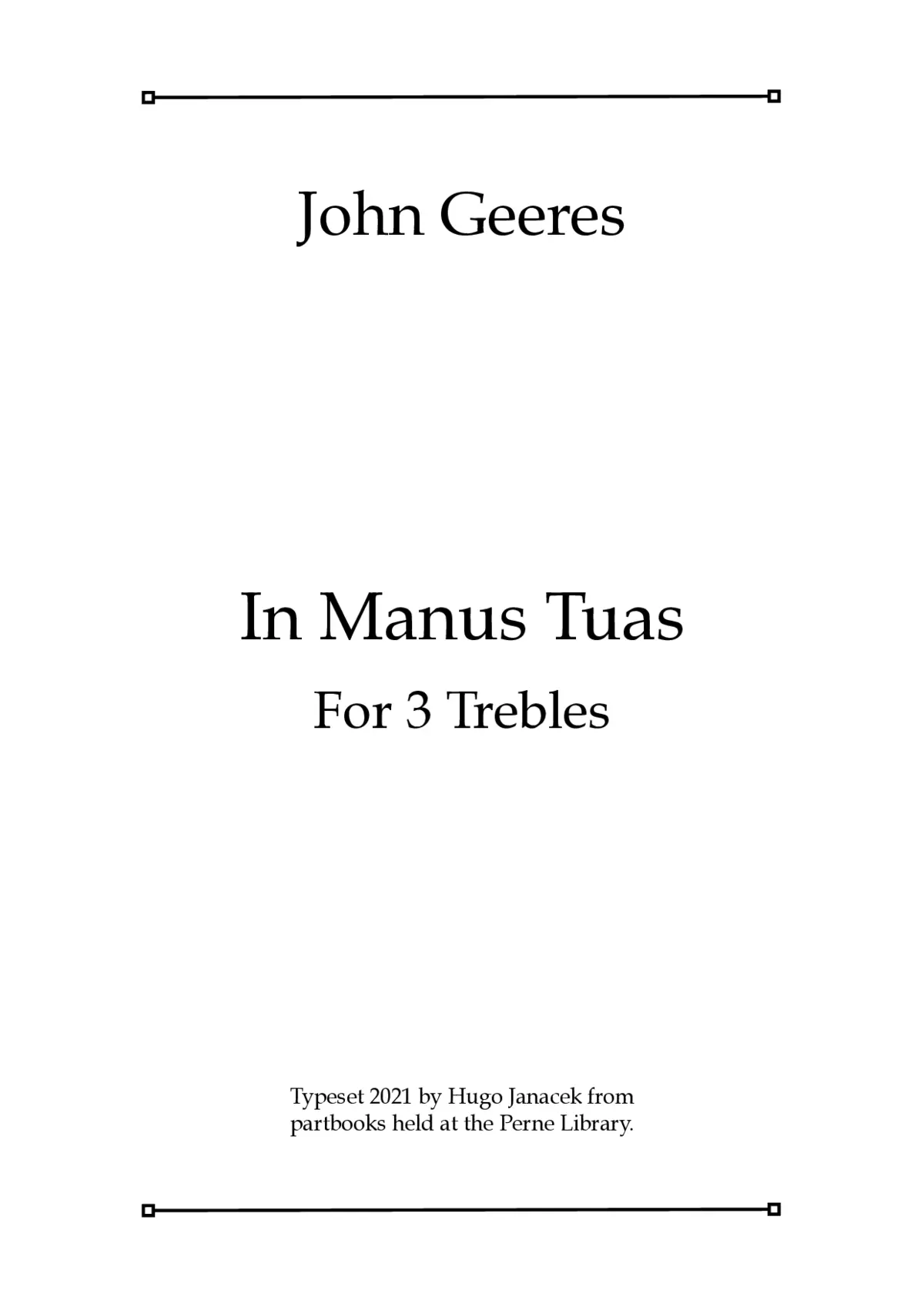 In manus tuas (for 3 Trebles) - Page 1