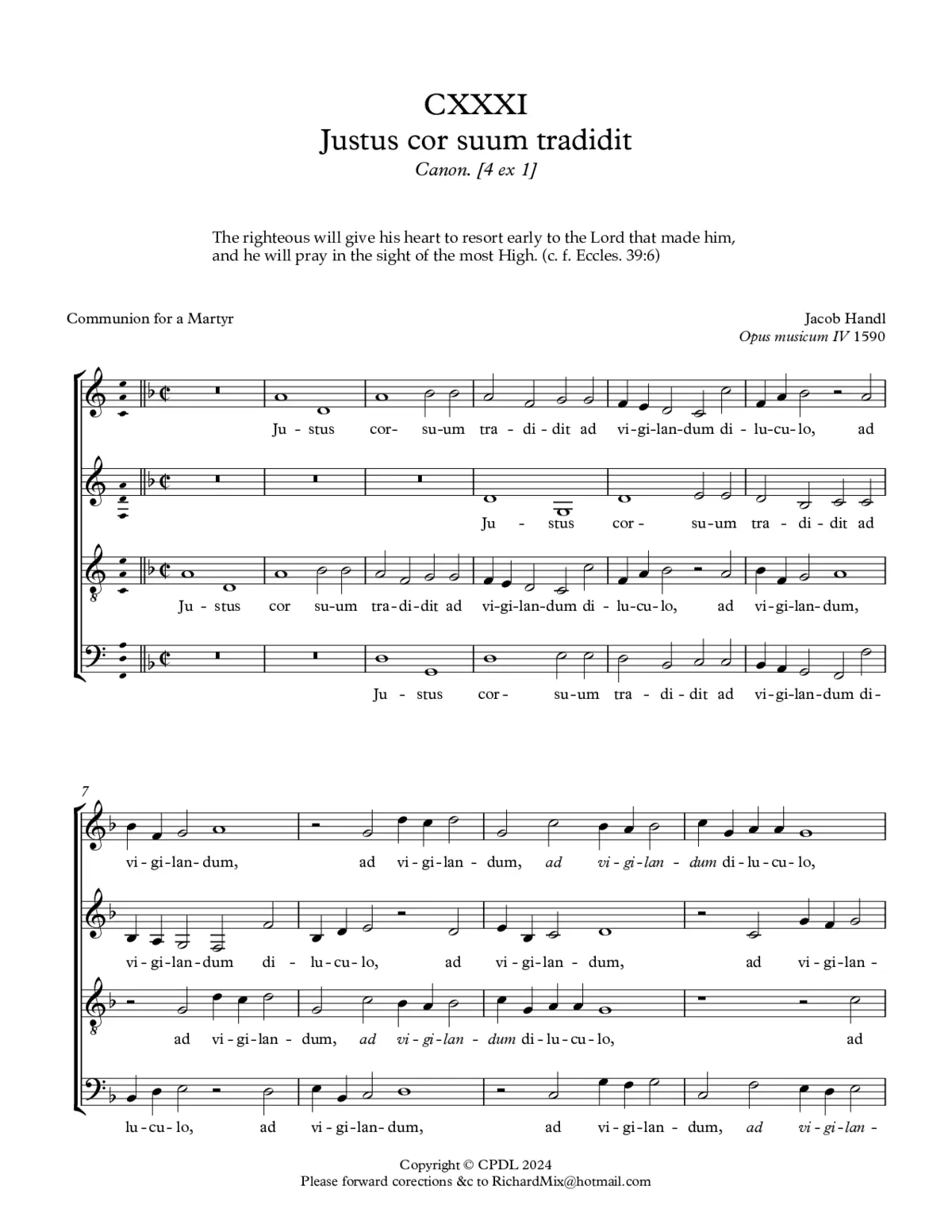 Justus cor suum tradidit - Page 1