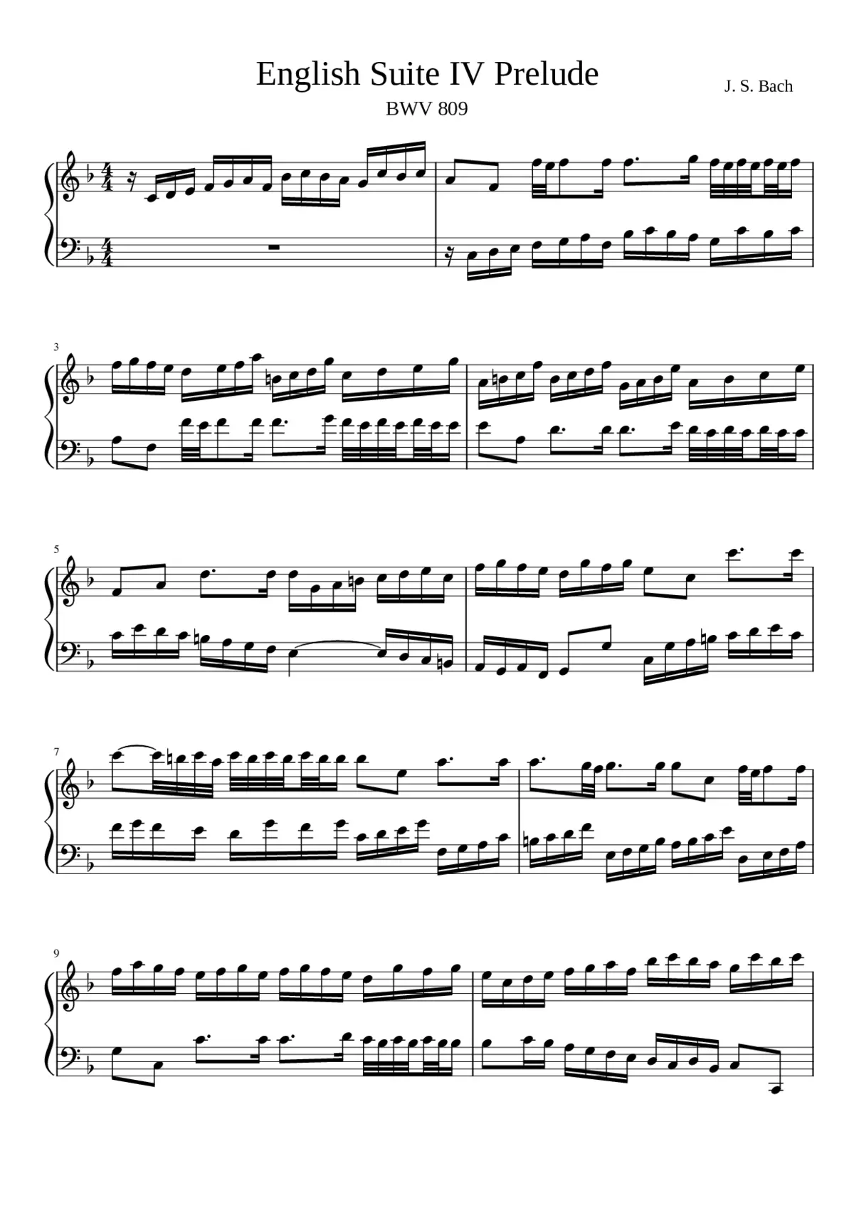 English Suite No.4 in F major BWV 809 - Page 1