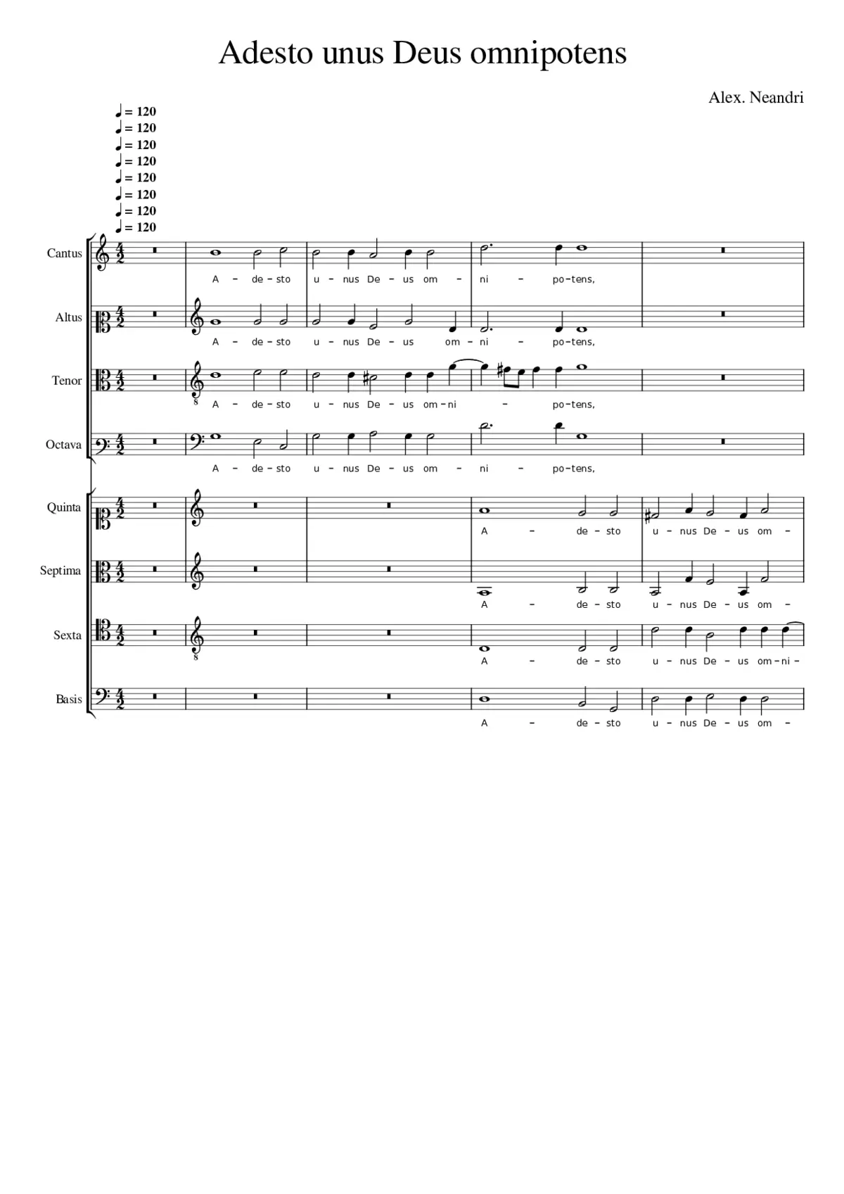 Adesto unus Deus omnipotens - Page 1