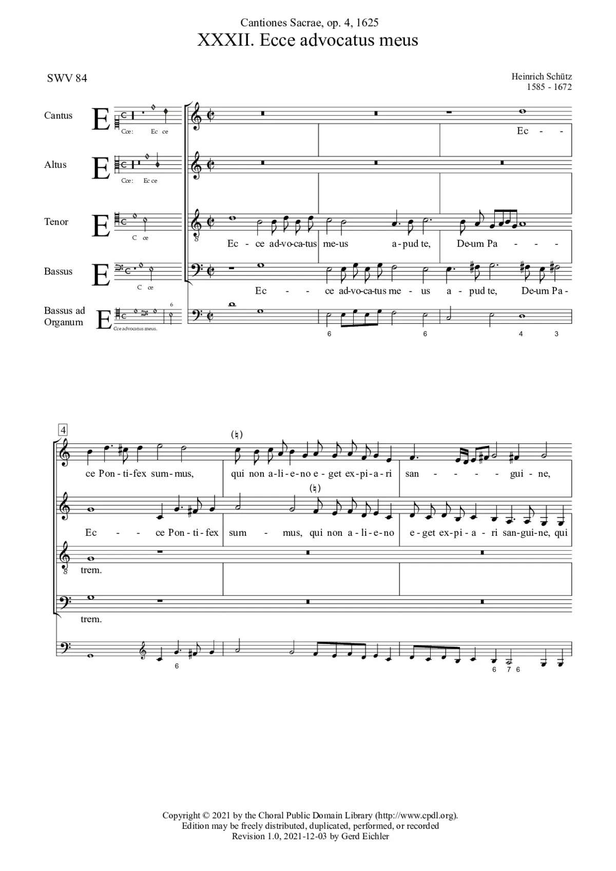 Ecce advocatus meus apud te, Deum Patrem, SWV 84 - Page 1