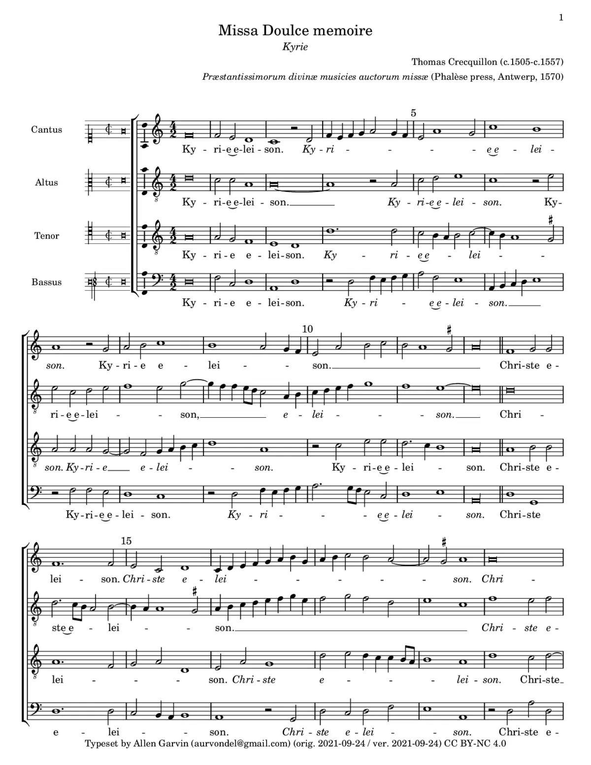 Missa Doulce memoire - Page 1