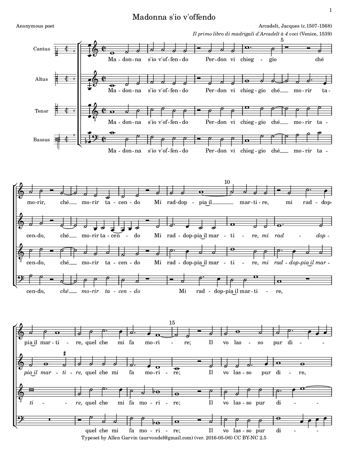 Madonna s'io v'offendo - Page 1