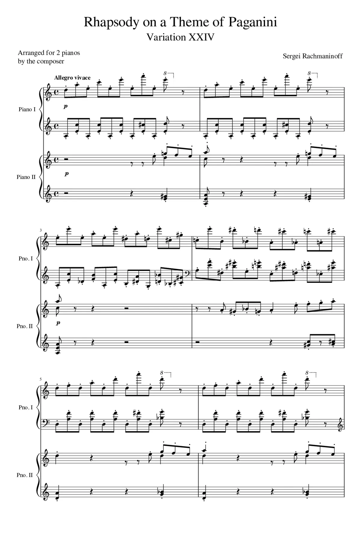 Rhapsody on a Theme of Paganini Op.43 - Page 1