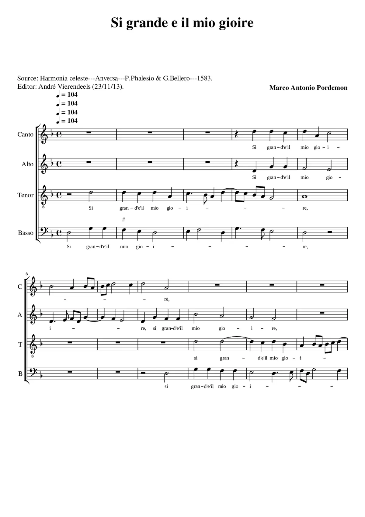 Si grand/'e il mio gioire - Page 1