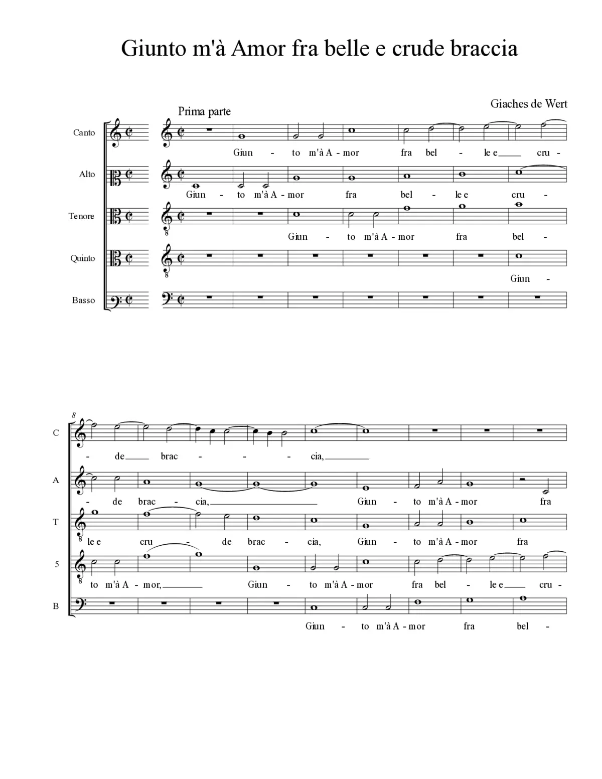 Giunto m'à Amor fra belle e crude braccia - Page 1