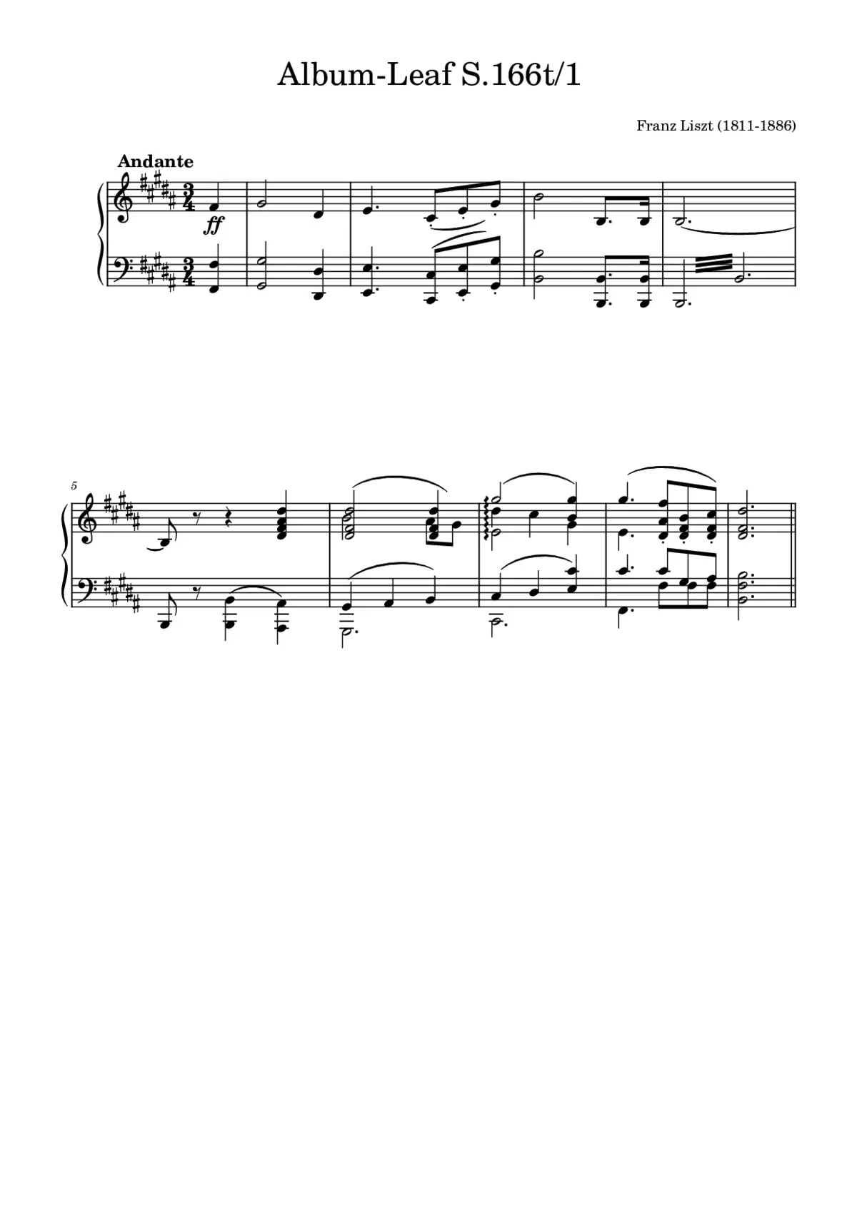 5 Album-Leaves, S.166t - Page 1