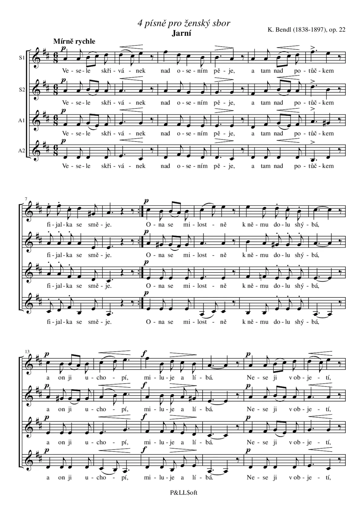 4 písně pro ženský sbor, op. 22 - Page 1