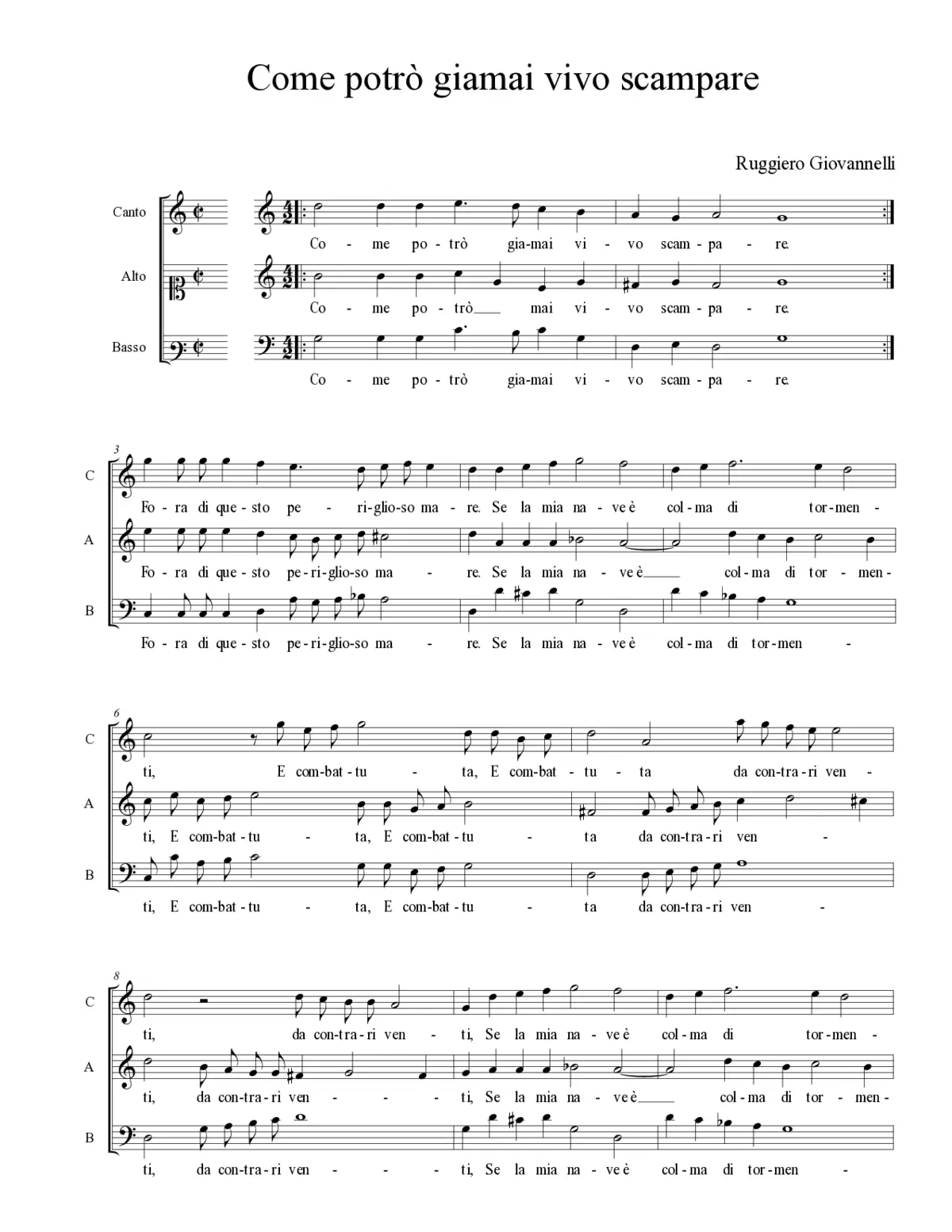 Come potrò giamai vivo scampare - Page 1
