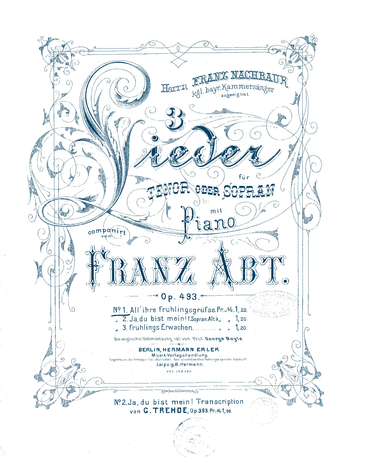 3 Lieder f. T. (od. S.) m. Pfte. - Page 1